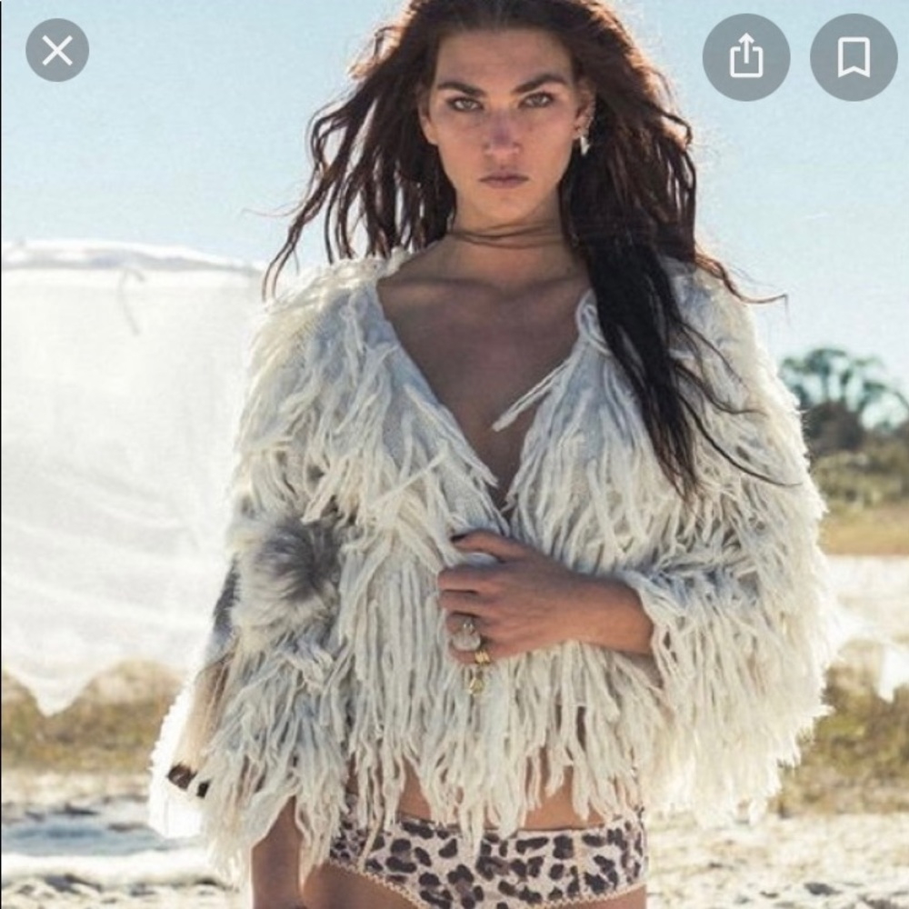 Spell Rare Vintage Wolf Clan Cardigan White S/M